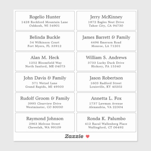 Customizable wedding guest address labels sticker | Zazzle