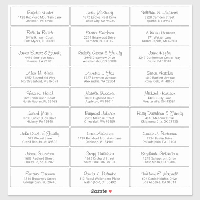 Customizable wedding guest address labels sticker (Sheet)