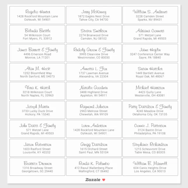 Customizable Wedding Guest Address Labels Sticker 