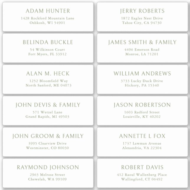 Customizable wedding guest address labels sticker (Front)