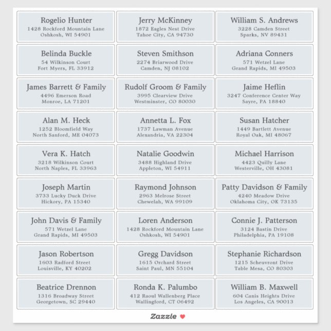 Customizable wedding guest address labels sticker (Sheet)