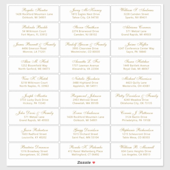 Customizable wedding guest address labels sticker (Sheet)