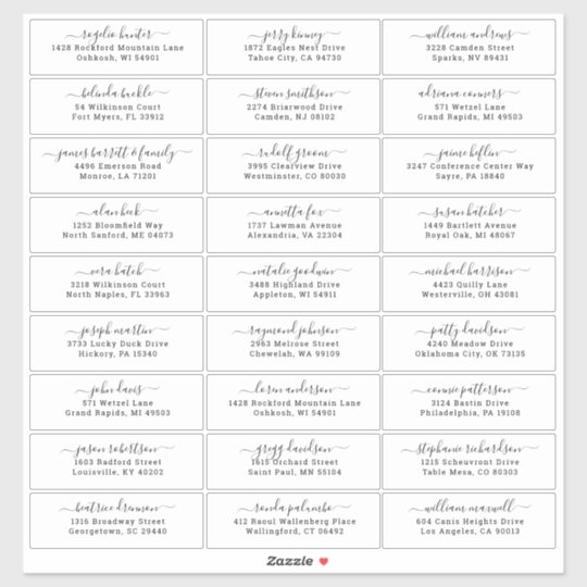 Customizable wedding guest address labels sticker | Zazzle.com