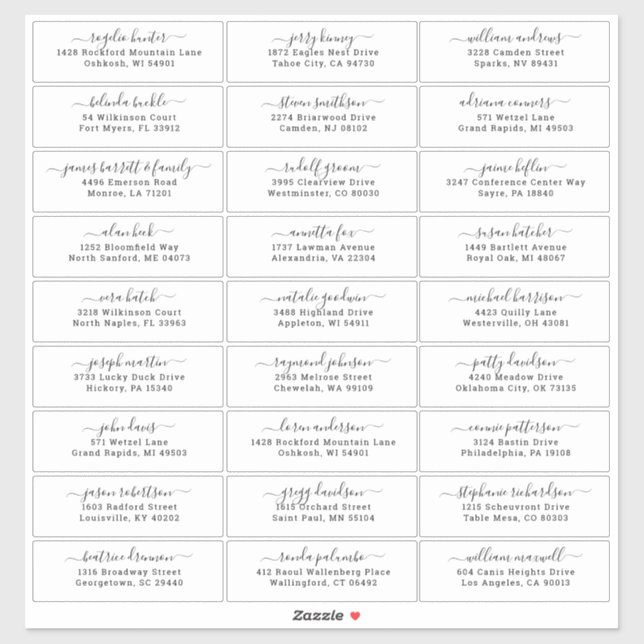 Customizable wedding guest address labels sticker (Sheet)