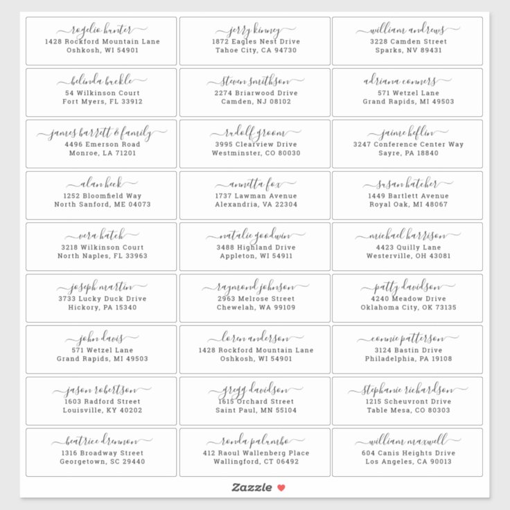 Customizable wedding guest address labels sticker | Zazzle