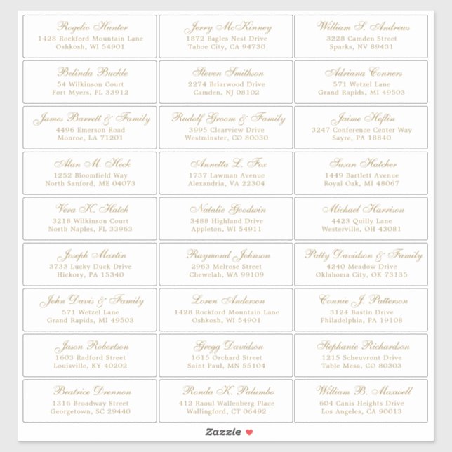 Customizable wedding guest address labels sticker (Sheet)