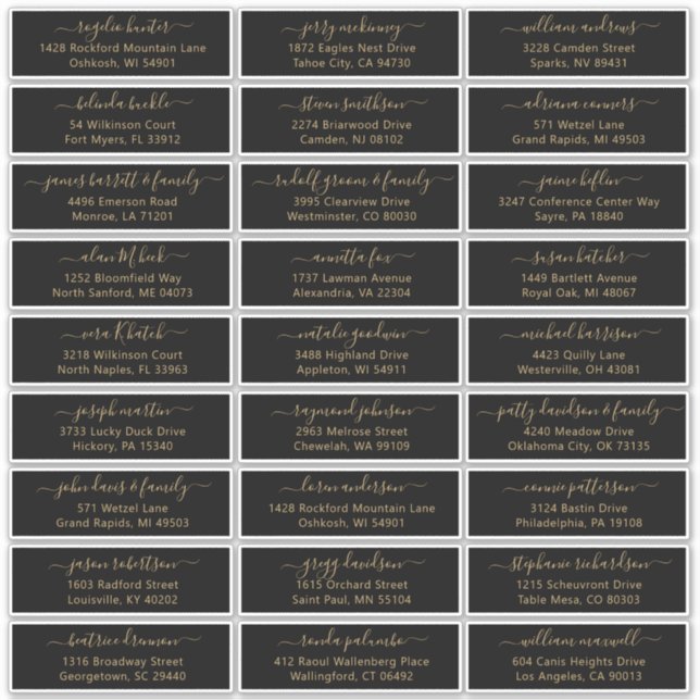 Customizable wedding guest address labels sticker (Front)