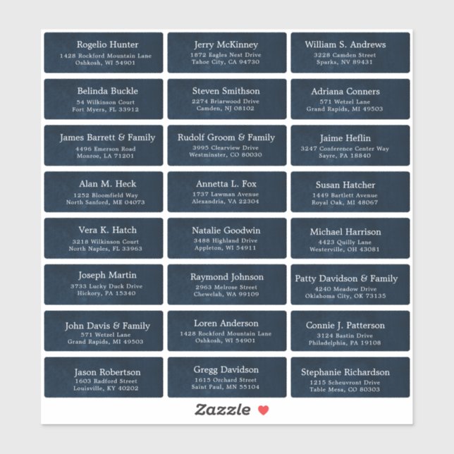 Customizable wedding guest address labels sticker (Sheet)