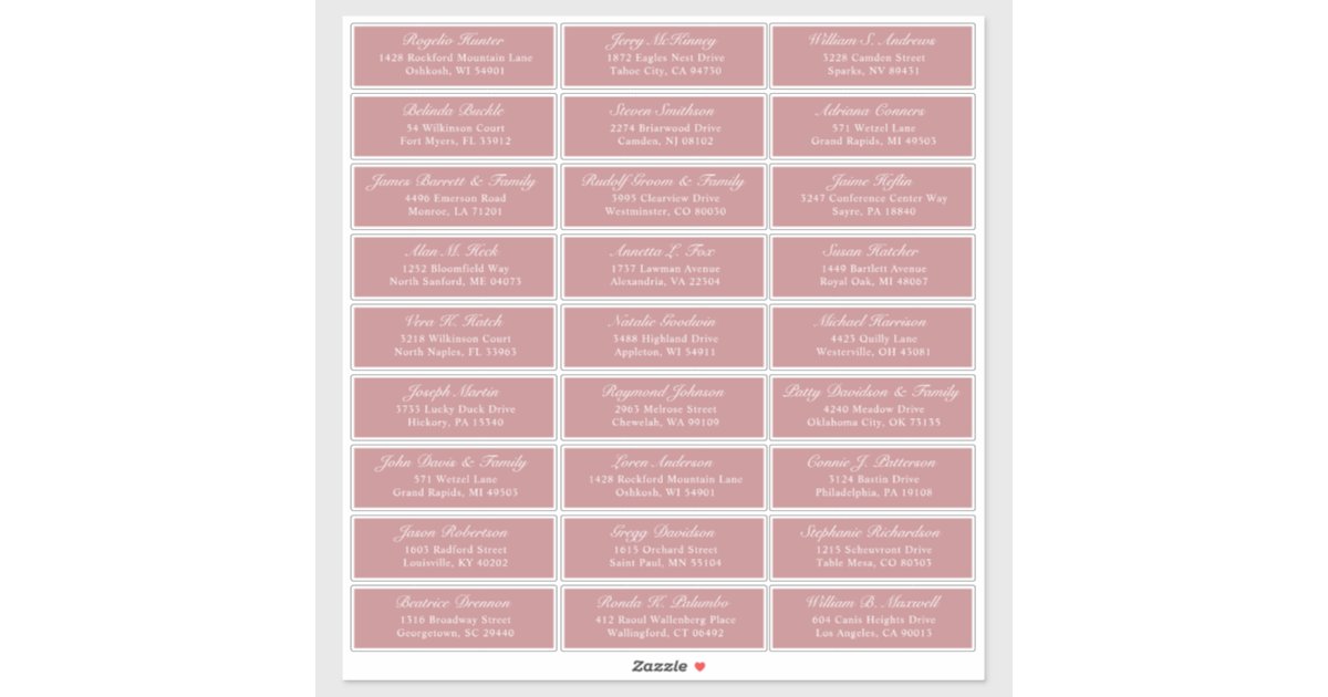 Customizable wedding guest address labels sticker | Zazzle.com