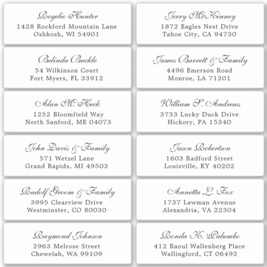 Customizable wedding guest address labels sticker | Zazzle.com