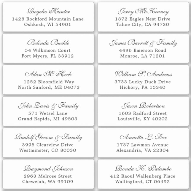 Customizable wedding guest address labels sticker (Front)