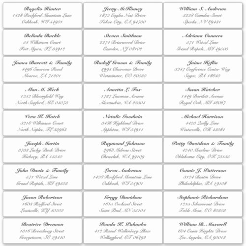 Customizable wedding guest address labels sticker