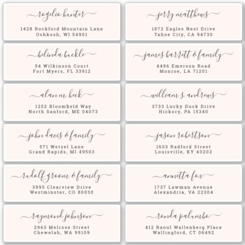 Customizable wedding guest address labels sticker