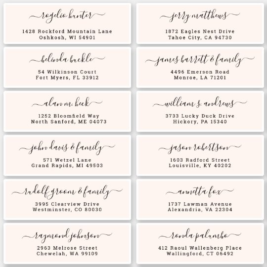 Customizable wedding guest address labels sticker | Zazzle.com