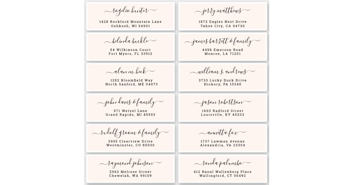 Wedding Guest Address Labels