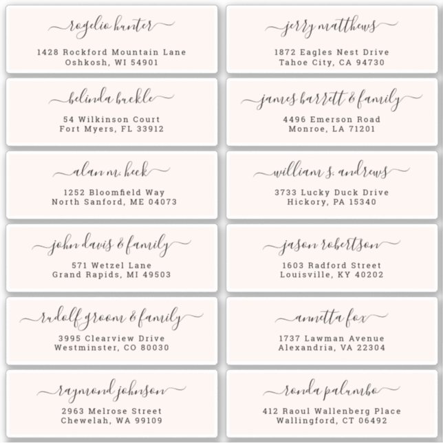 Customizable wedding guest address labels sticker (Front)