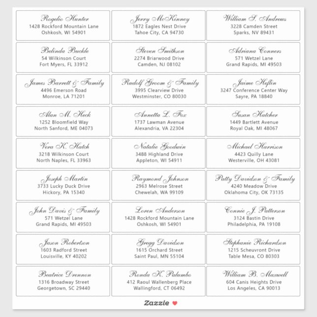 Customizable wedding guest address labels sticker (Sheet)