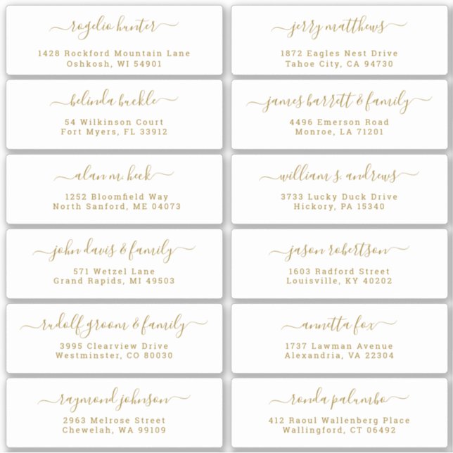 Customizable wedding guest address labels sticker (Front)