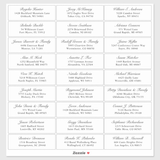 Customizable wedding guest address labels sticker (Sheet)