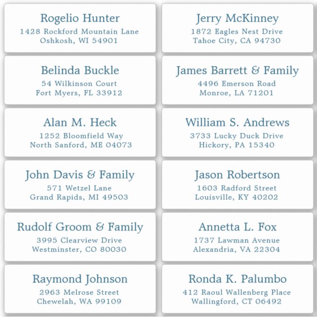 Customizable wedding guest address labels sticker (Front)