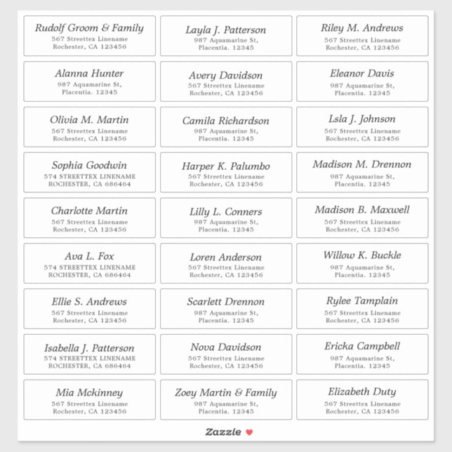 Customizable Wedding Guest lable Sticker (Sheet)