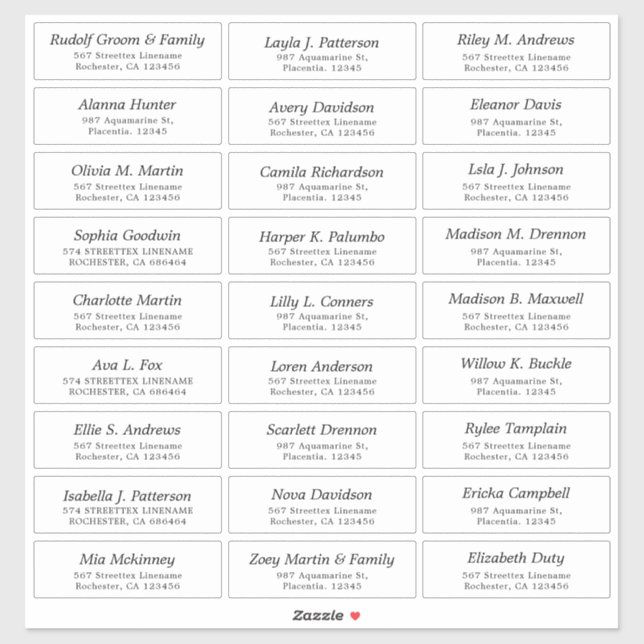 Customizable Wedding Guest lable Stickers (Sheet)