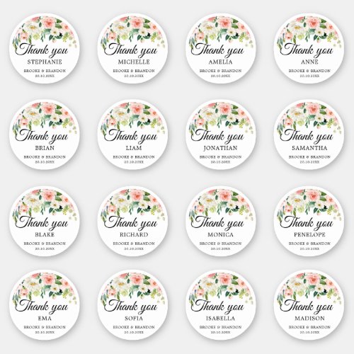 Customizable wedding guest Name Thank you Sticker