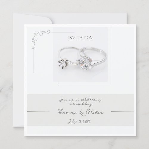 Customizable Wedding Invitation with Two Rings