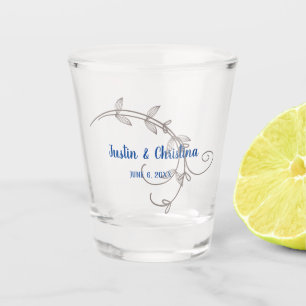 Customizable Wedding Keepsake Modern Leaves Shot Glass