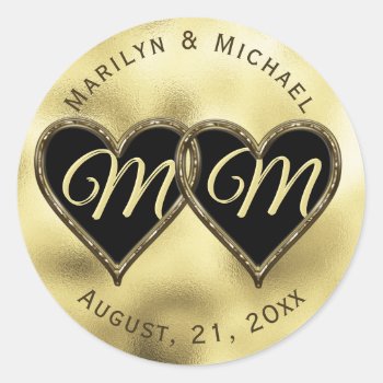 Customizable Wedding Monogram Gold Seal by GlitterInvitations at Zazzle