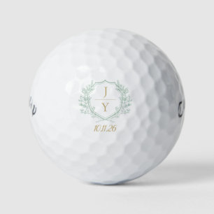 Customizable Wedding Monogram with Initials & Date Golf Balls