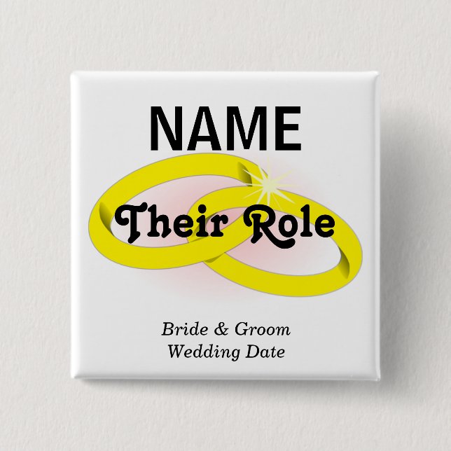 Customizable Wedding Party  Button (Front)