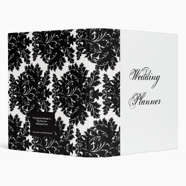 Customizable Wedding Planner Damask 3 Ring Binder (Background)