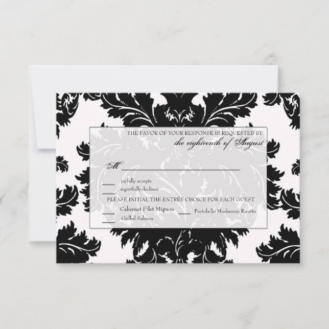 Customizable Wedding RSVP Card Damask (Front)