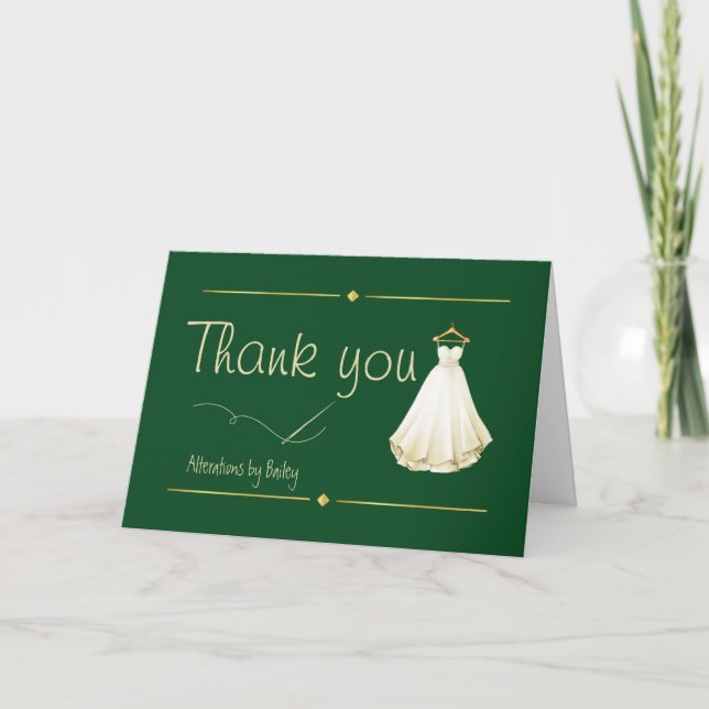 Customizable Wedding Sewing Alterations Thank You Card (Front)