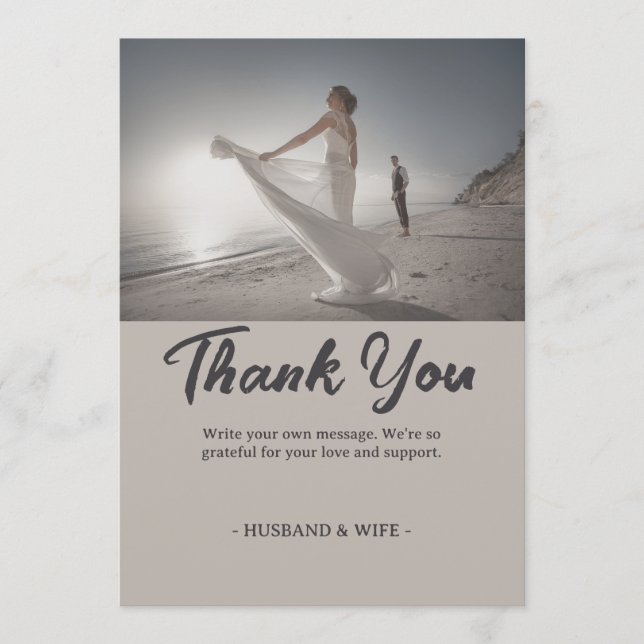 Customizable Wedding Soft Neutral Coastal Thank You Card (Front)