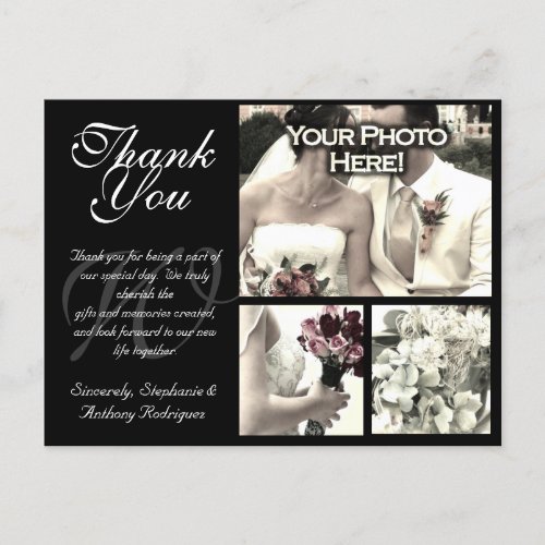 Customizable Wedding Thank You Card 3 Photos B