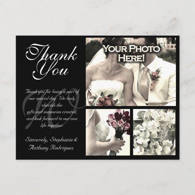 Customizable Wedding Thank You Card 3 Photos B (Front)