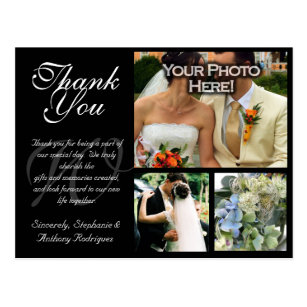 Wedding Thank You Postcards Zazzle Customizable Wedding Thank You Card 3 Pictures