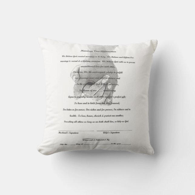 Customizable Wedding Vow Renewal Throw Pillow (Front)