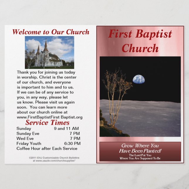 Customizable Weekly Church Bulletin (Inside Blank) (Front)