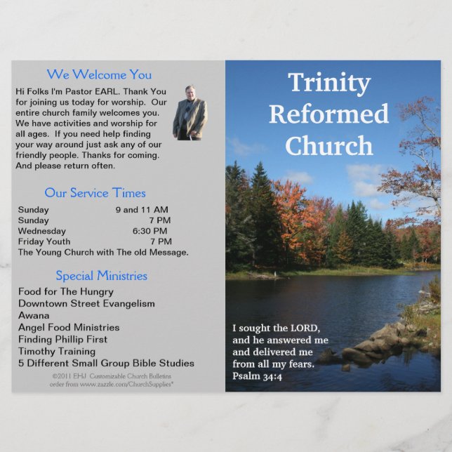 Customizable Weekly Church Bulletin (Outside Only) (Front)