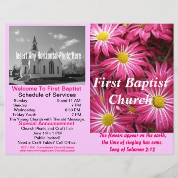 Customizable Weekly Church Bulletin (outside Only) by Churchsupplies at Zazzle
