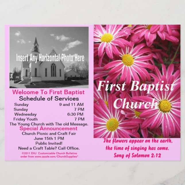 Customizable Weekly Church Bulletin (Outside Only) (Front)