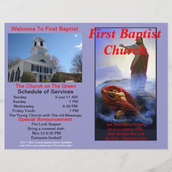 Customizable Weekly Church Bulletin -outside Only by Churchsupplies at Zazzle