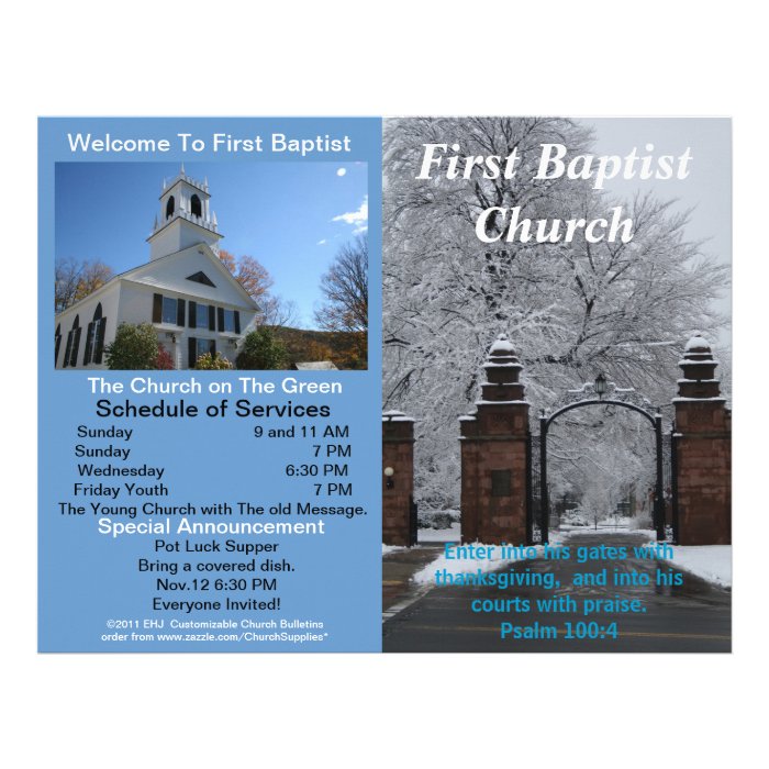 Customizable Weekly Church Bulletin (Outside Only) Customized Letterhead