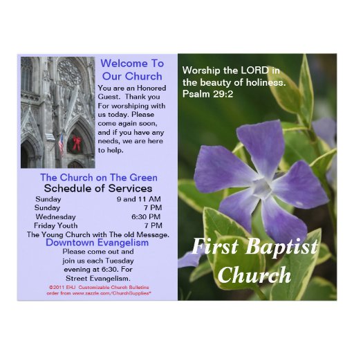 Customizable Weekly Church Bulletin (Outside Only) Letterhead | Zazzle