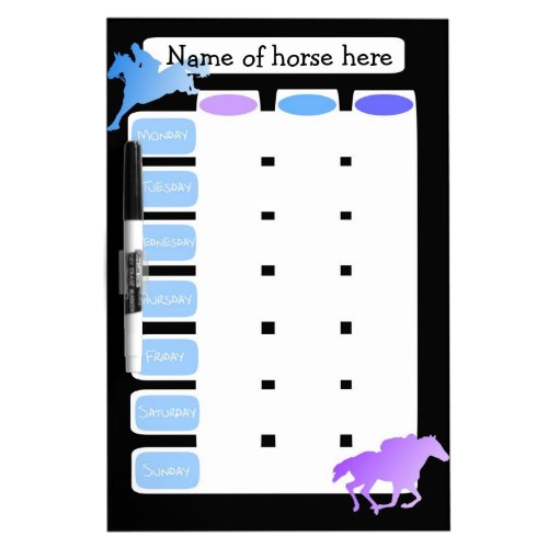Customizable weekly Horse riding grooming planner Dry_Erase Board