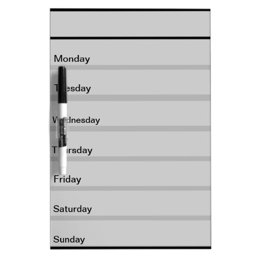 Customizable Weekly List Dry_Erase Board