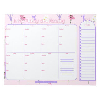 Customizable Weekly Meal Planner |Wildflowers&Bows Notepad